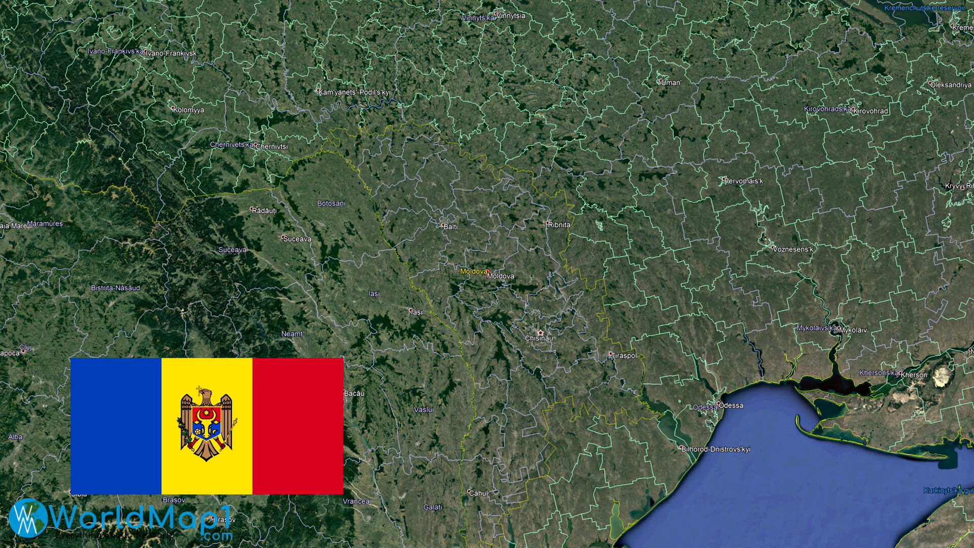 Moldova Google Map with Flag